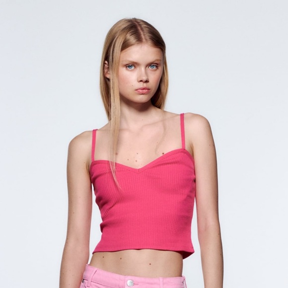 Zara Tops - Zara Sweetheart Pink Ribbed Tank